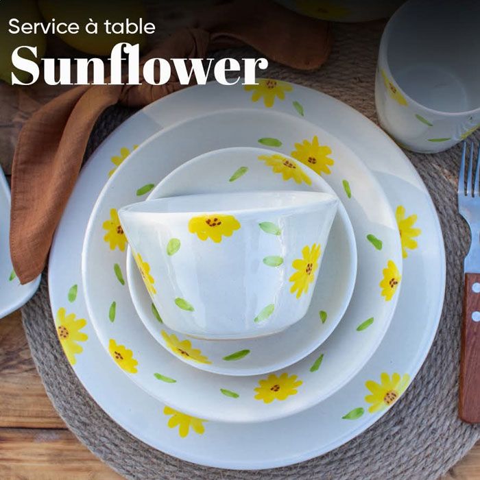 Service à table sunflower - CERAMICA PLUS - 15836E93 - céramique - 42 pièces