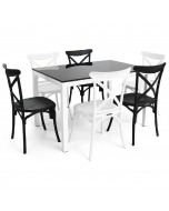 Pack Table Serena Vitre 120x80 - 6 Chaises Brooklyn - Plastique - Sotufab