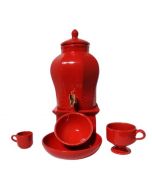 Huilière rouge en céramique Distributeur d'huile d'olive 5.5 litres - Mémépoterie