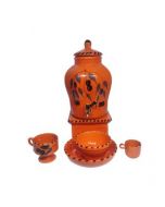 Huilière orange zitouna en céramique Distributeur d'huile d'olive 5.5 litres - Mémépoterie