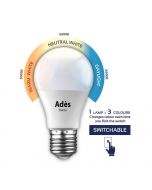 Adès Lampe Led 3 en 1 - 9W - Switch Couleur