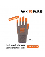 Gants en polyester enduits nitrile GN1009 (PACKS 10 PAIRES) gris & orange - ACEM