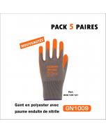 Gants en polyester enduits nitrile GN1009 (PACKS 5 PAIRES) gris & orange - ACEM