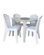 Lot de 4 chaises + Table carre 80 *80 cm - Blanc - Generic