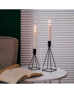 2 bougeoirs coniques - acier - Noir - H x L x l (24 x 9 x 9) cm