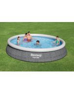 Piscine Fast Set motif rotin ronde D 457 x 84 cm + filtre à cartouche