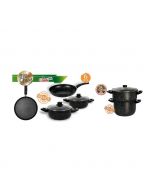 Batterie de cuisine 9 piéces Noir Eco Granite - COOKART