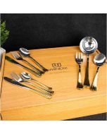 COFFRET EN BOIS COUVERT DE TABLE SERIE AMBRE GOLD 49P - WINOX