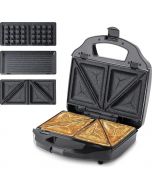 Appareil 3en1 900W Panini + croque-monsieur + gaufres - silver SW7950 - Ufesa
