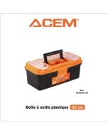 Boite à outils plastique 32 cm noir & orange 280320103 - ACEM