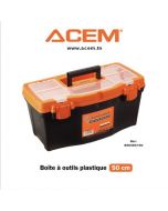Boite à outils plastique 50 cm noir & orange 280320100 - ACEM