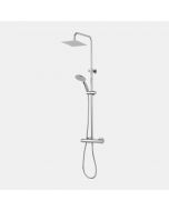 ENSEMBLE COLONNE DE DOUCHE RÉGLABLE EN ACIER INOXYDABLE AVEC POMME DE DOUCHE INOX 200X200MM, KIT DE DOUCHE ET MITIGEUR THERMOSTATIQUE DE DOUCHE 2 SORTIES