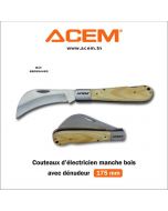 Couteau d'électricien manche bois - AC 1323 chromée - ACEM