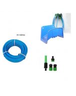 Kit tuyau d'arrosage complet + Support mural - 25 M  - Bleu