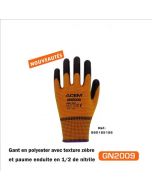 Gants en polyester avec texture zèbre enduits nitrile GN2009 noir & orange - ACEM