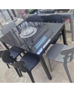 PACK TABLE 120*80 CM TOP EN VERRE -  AVEC 6 CHAISES PERLA