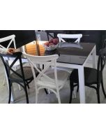 PACK TABLE 110*70 CM TOP EN VERRE - AVEC 6 CHAISES METALLICA 