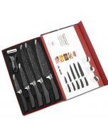 Lot De Couteaux de Cuisine - 5 pièces - Noir Marbré - Acier Inoxydable