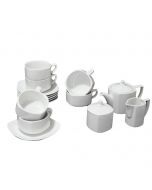 PACK10 - Service à café 06 Personnes - 17 Pièces - Porcelaine Blanc - Rak Porcelain