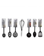 Pack ustensiles Inox et PP Cuiller à fentes + Ecumoire + Louche + 2 Cuillères + fouet + Spatule