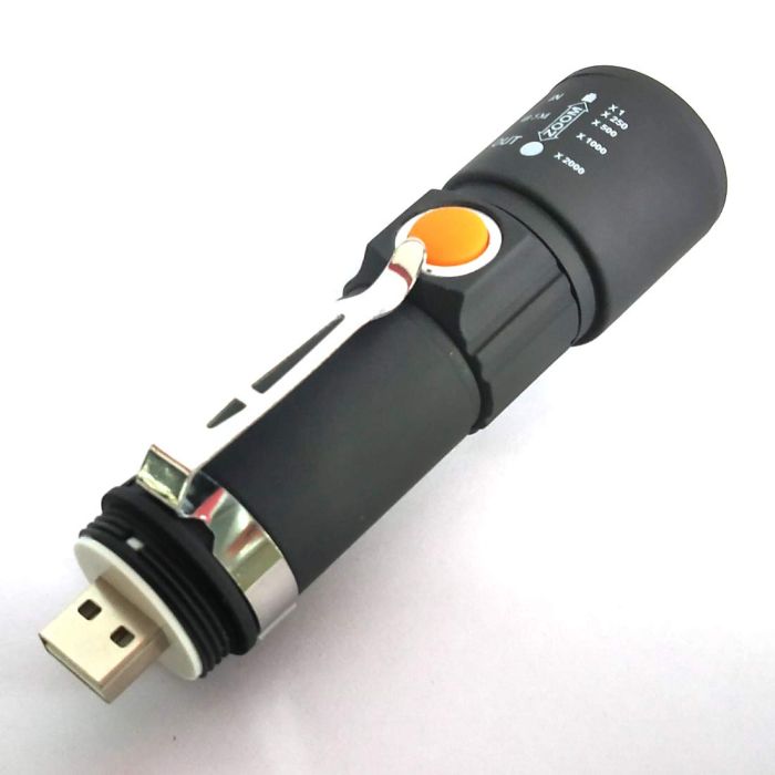 Mini Lampe Torche Rechargeable USB-C – Lumineuse, Portable, Robuste, Pour Camping Et Voyages (noir)