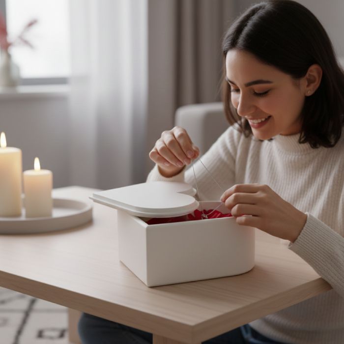 Boîte Cadeau Cœur – Plastique - Blanc