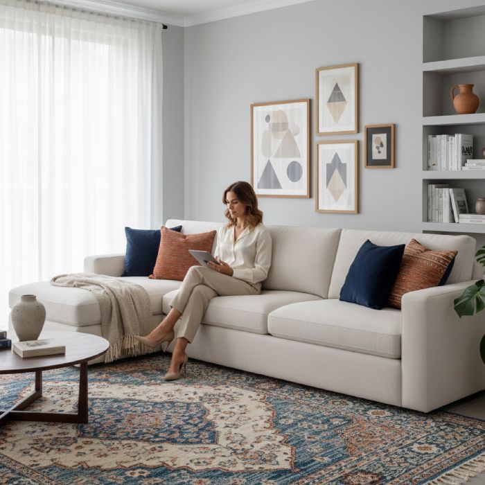 Canapé d’angle James - 3 places – 270×190×70cm - Gris