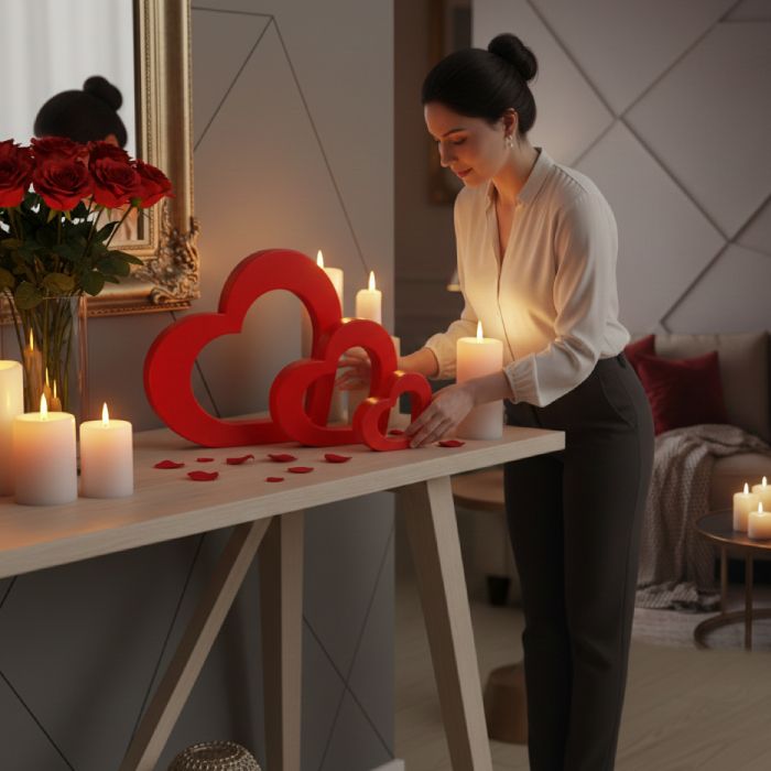 Décoration Cœurs Saint Valentin - Plastique - Rouge