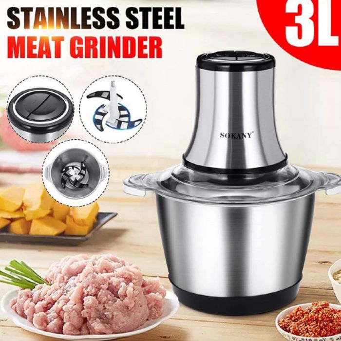 Hachoir Électrique 800W, Hachoir À Viande Avec Bol Verre 3L + 0,5L, 2