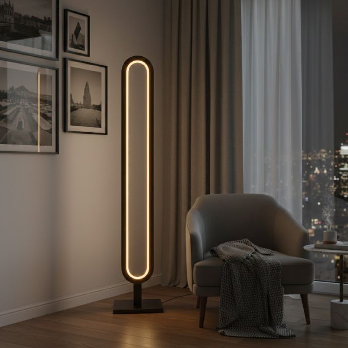 Lampadaire Ovale – 140 × 25 cm - Bois Massif