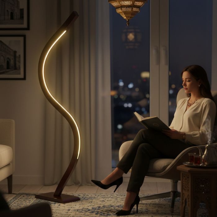 Lampadaire RGB – 175 × 65 cm – Bois Massif