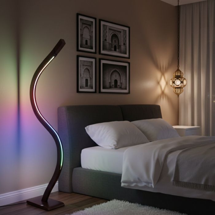 Lampadaire RGB – 175 × 65 cm – Bois Massif