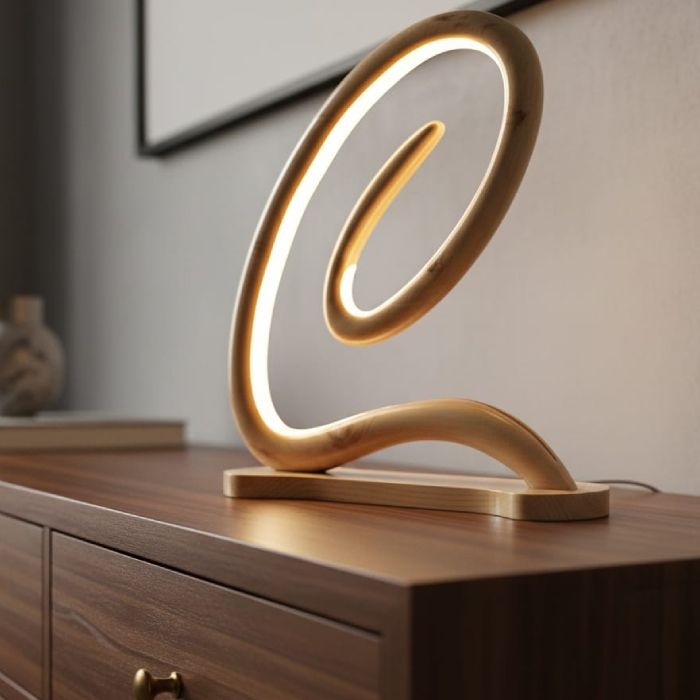 Lampadaire Tourbillon – 12V – Bois Noble