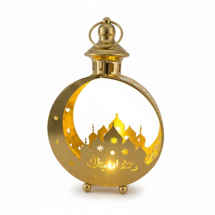 Lanterne Ramadan LED - 15 x 23 cm - Dorée