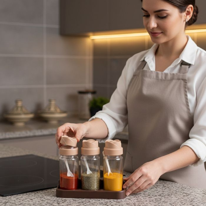 Lot à Épices avec Support Tulip - 3 Boîtes - 0,5 L  