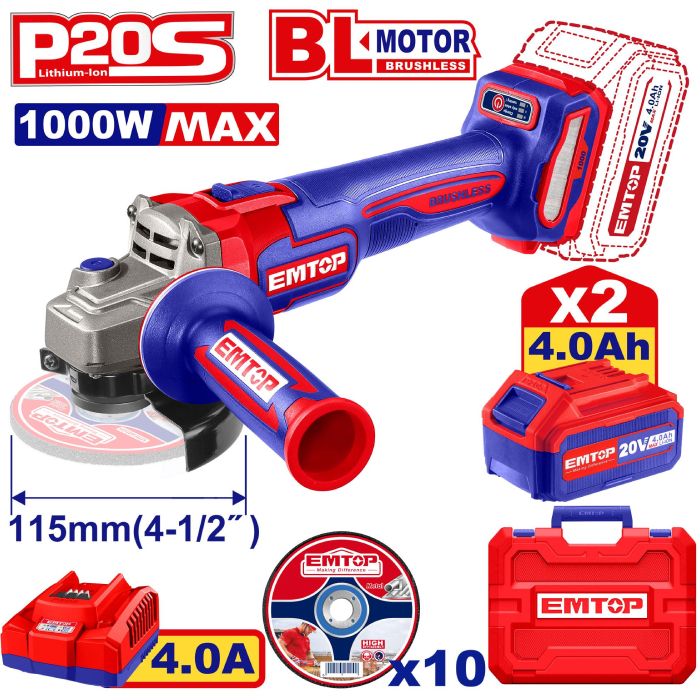 Meuleuse Brushless EMTOP - ELAG271532 - 20V