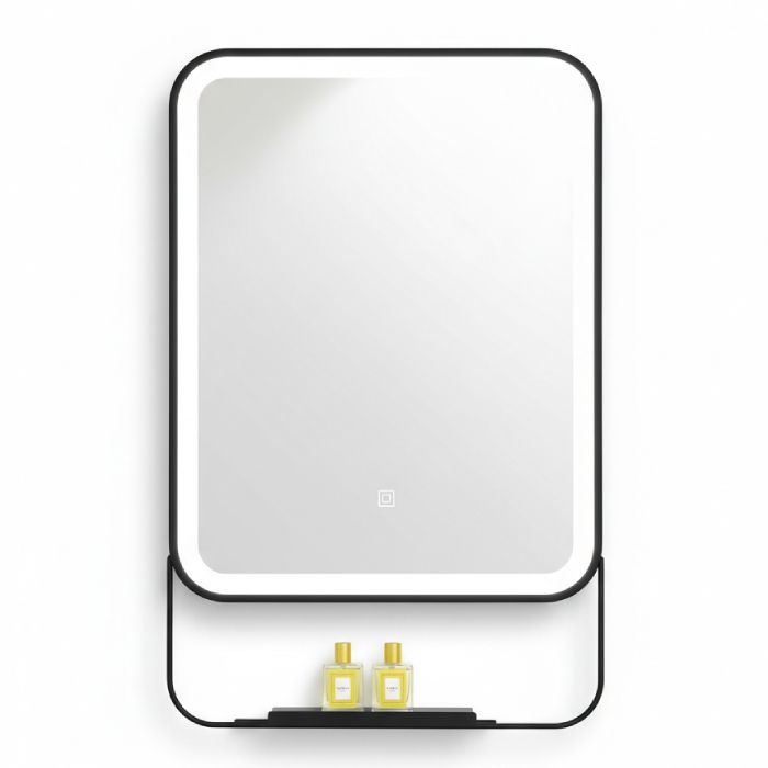 Miroir LED avec tablette - 60 x 90 cm - Noir