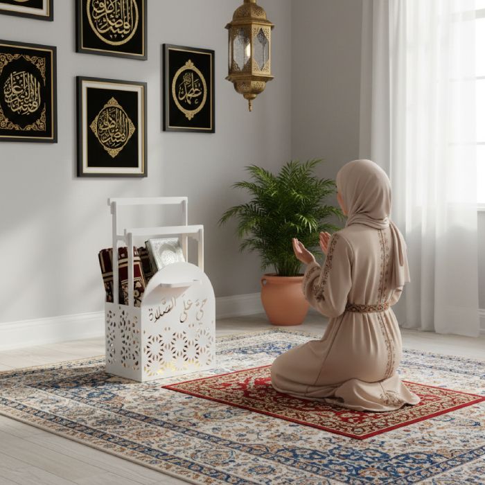 Porte Tapis de Prière - PVC - 85x50x25 cm - Blanc