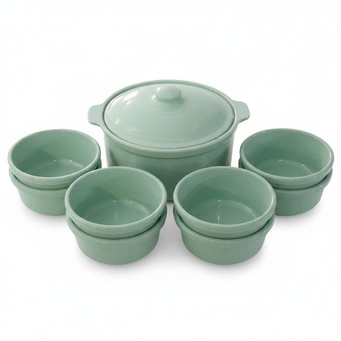 Service à soupe - céramique - Vert d'eau - 8 pièces