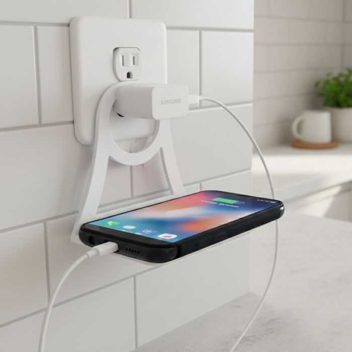 Support de Téléphone Pour Prise – Plastique – Blanc