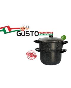 Couscoussier 6L - Antiadhésive - El Gusto - Granite - Noir - COOKART