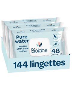 Biolane Lingettes Bébé - Nettoyage Doux & Hydratant - 48