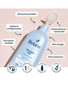 Biolane Eau Pure H2O 350 ml - Nettoyant Doux Bébé