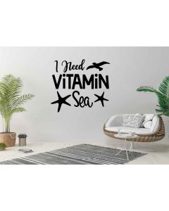Sticker mural Artzy I Need Vitamin Sea Vibes d'été Vacances Soleil Mer D: 63x57 cm