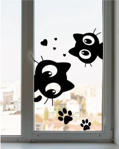 Sticker mural Artzy Chat Fenêtre D: 40x60 cm
