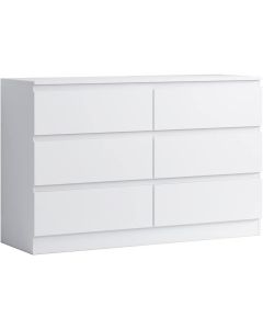 Commode Resenkos 6 tiroirs - MDF blanc - 120x40x80 cm