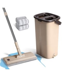 Balai serpillière avec seau + 4 Serpillière en microfibre