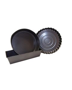 Set 3pcs moule charnière 26+moule tarte 26 + moule cake 30 - 42449 - FACKELMANN