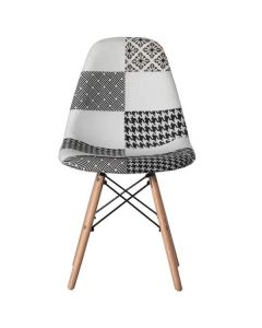 ESPACE HOME - chaise scandinave rembourrée patchwork dsw - dim 46 x 80 x 42 cm-noir et blanc
