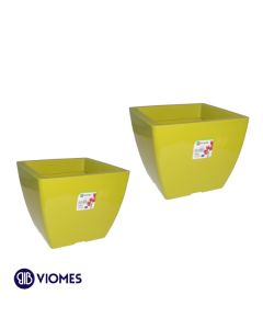 Lot de 2 Pots Linéa carré 21x21x17 cm VIOMES-Vert clair